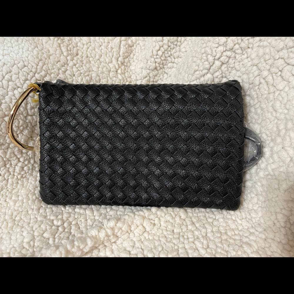 Stylish braided clutch purse with gold detailing